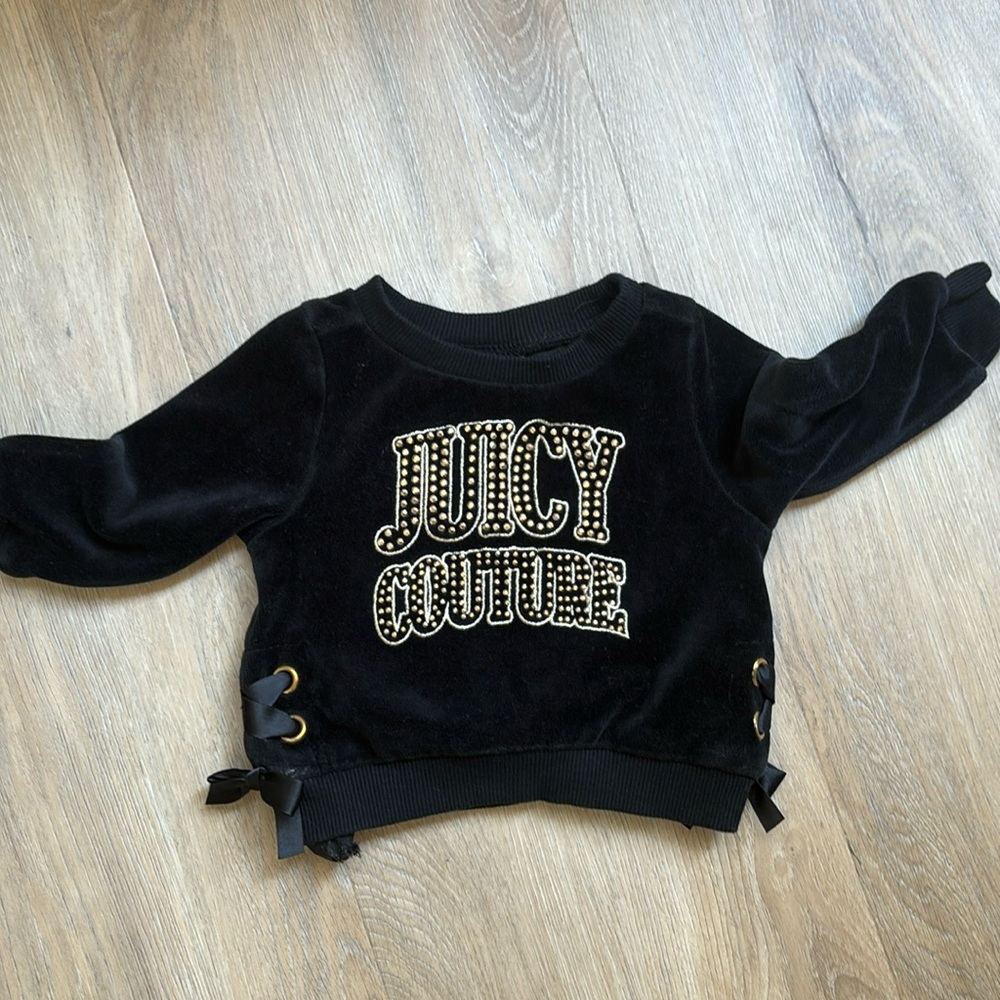 JUICY VELOUR BLACK AND GOLD LOGO SWEATSHIRT